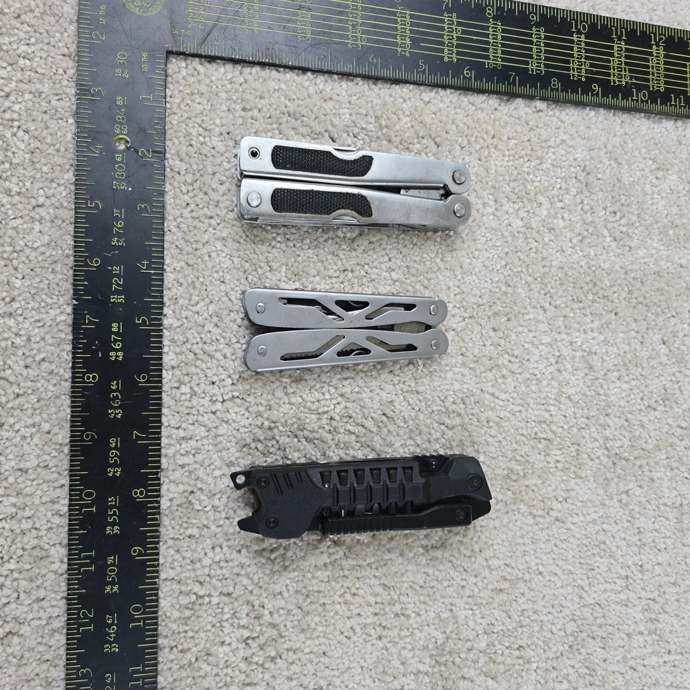 Unbranded Multi-tool Lot Silver Black Tactical Folding Pocket Tools Set of 3
